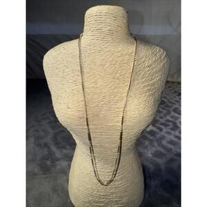 Unique Italian 925 Sterling Silver Bar And Bead Necklace 18” Stamped